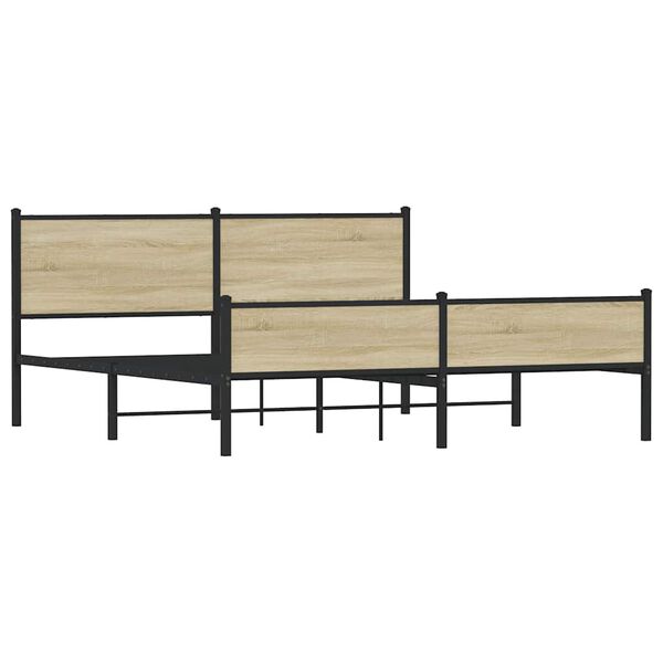 vidaXL Metal Bed Frame without Mattress Sonoma Oak 183x213 cm