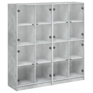 vidaXL Bookcase with Doors Concrete Grey 136x37x142 cm Engineered Wood