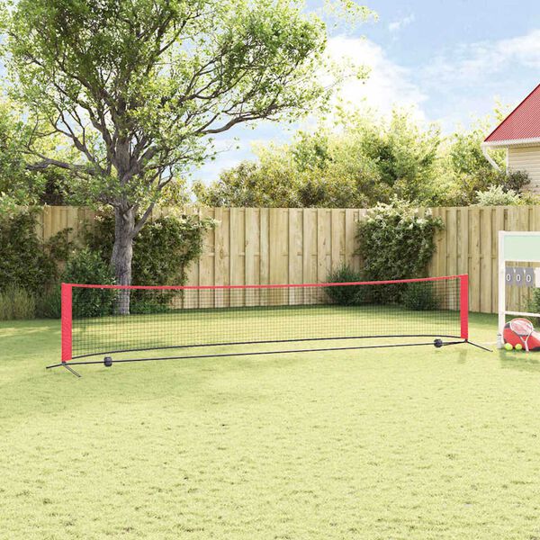 vidaXL Tennis Net Folding Black and Red 494.5 x 90 x 87 cm Polyester