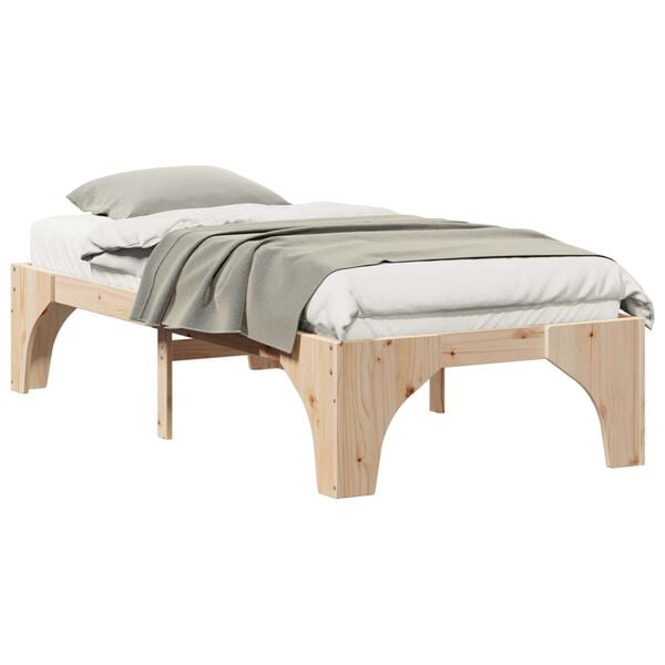 vidaXL Bed Frame Brown 90 x 190 cm Solid Pine Wood
