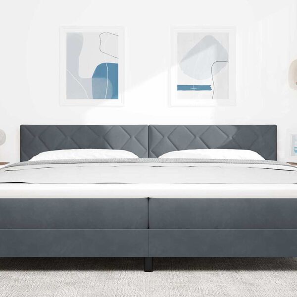 vidaXL LED Headboard with Headboard Dark Grey 200 cm Faux Leather