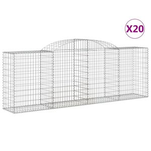 vidaXL Arched Gabion Baskets 20 pcs 300x50x100/120 cm Galvanised Iron