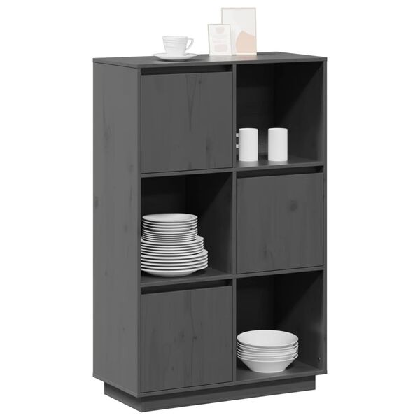 vidaXL Highboard Grey 74x35x117 cm Solid Wood Pine