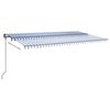 vidaXL Manual Retractable Awning with Posts 6x3 m Blue and White
