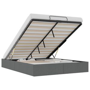 vidaXL Ottoman Bed Frame Dark Grey Queen Size Fabric