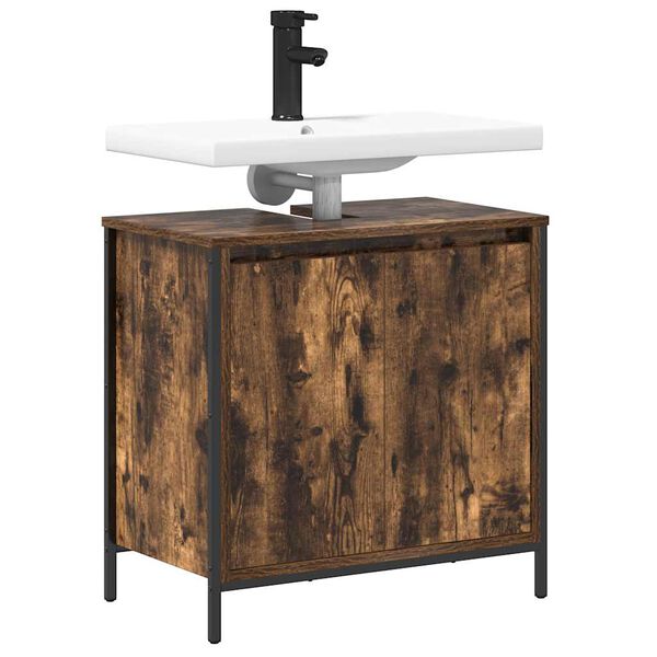 vidaXL Bathroom Basin Cabinet Smoked Oak 60x34.5x60 cm