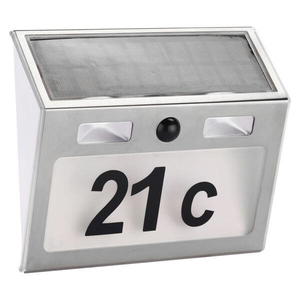 HI LED Solar Illuminated House Number Silver