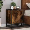 vidaXL Bedside Cabinet Smoked Oak 40x31x50 cm Engineered Wood and Metal