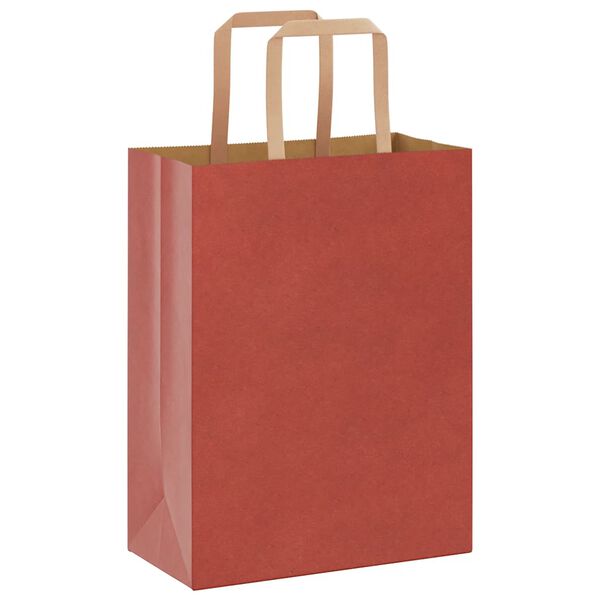 vidaXL Paper Bags 250 pcs with Handles Red 21x11x28 cm