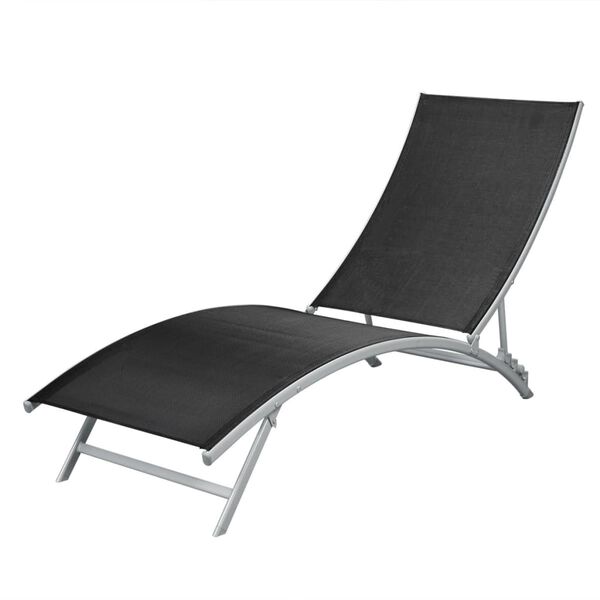 vidaXL Sun Lounger Steel and Textilene Black