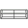 vidaXL TV Cabinet Black with White Marble Glass 120x40x40 cm