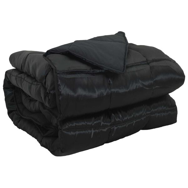 vidaXL Full Year Duvet Black 140 x 200 cm Satin and Microfiber