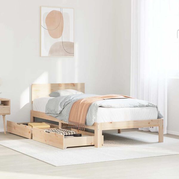 vidaXL Bed Frame with Drawers without Mattress 90x190 cm Single