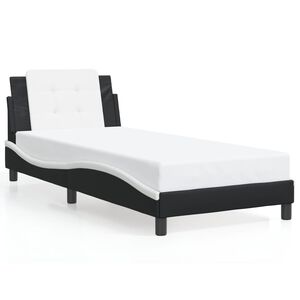 vidaXL Bed Frame without Mattress "Zadar" Black and White 90x200 cm Faux Leather