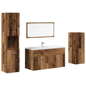 vidaXL 4 Piece Bathroom Furniture Set Old Wood Engineered Wood