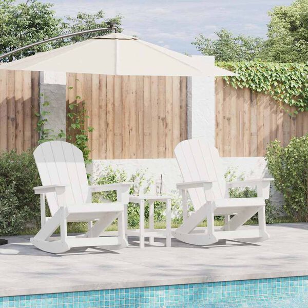 vidaXL Adirondack Rocking Chairs 2 pcs White HDPE