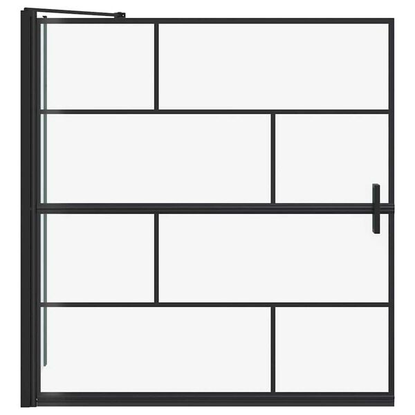 vidaXL Bath Shower Screen Black and Transparent 116 x 68 x 128 cm