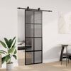 vidaXL Sliding Door with Hardware Set Black 76x205 cm Tempered Glass