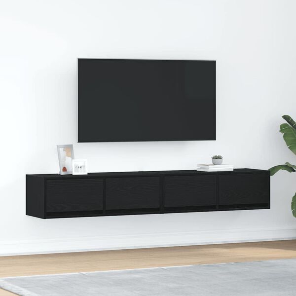 vidaXL TV Cabinets 2 pcs Black Oak 80x31x25.5 cm Engineered Wood