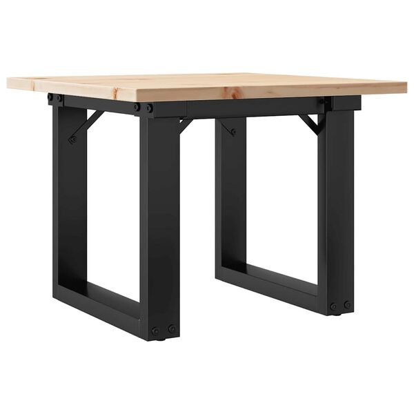 vidaXL Coffee Table O-Frame 50x50x35 cm Solid Wood Pine and Steel