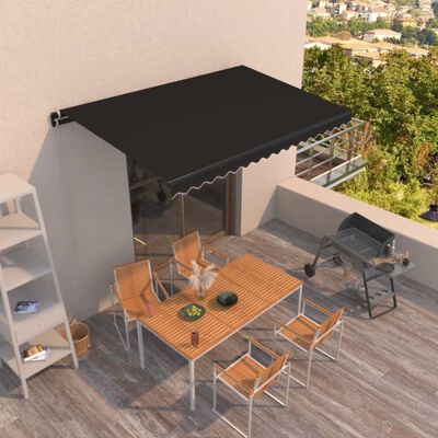 vidaXL Manual Retractable Awning 400x350 cm Anthracite