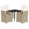vidaXL 5 Piece Garden Dining Set with Cushions Beige Poly Rattan