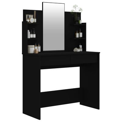 vidaXL Dressing Table with Mirror Black 96x40x142 cm