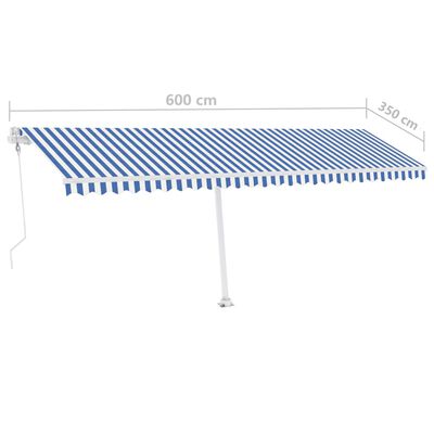 vidaXL Automatic Awning with LED&Wind Sensor 600x350 cm Blue and White