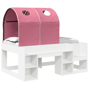 vidaXL Bed with Tunnel with Shelf 3 pcs White and Pink Engineered Wood
