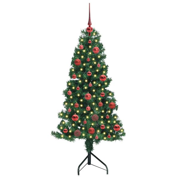 vidaXL Corner Artificial Christmas Tree Green 150 cm PVC and Metal