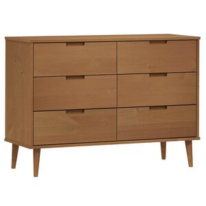 vidaXL Drawer Cabinet "MOLDE" Brown 113x40x80 cm Solid Wood Pine