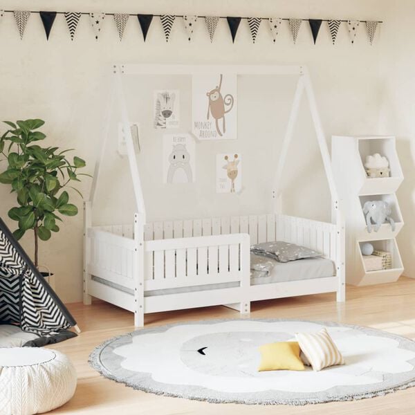 vidaXL Kids Bed Frame White 70x140 cm Solid Wood Pine