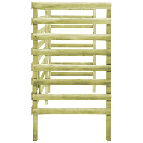 vidaXL Triple Bin Shed Green 210x80x150 cm Impregnated Pinewood