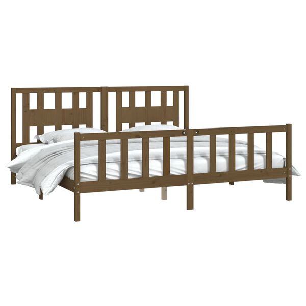 vidaXL Bed Frame without Mattress Brown Solid Wood Pine Super King Size