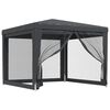 vidaXL Party Tent with 4 Mesh Sidewalls Anthracite 3x3 m HDPE