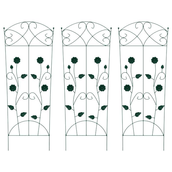 vidaXL Garden Fence 3 pcs Green 112 x 40 cm Steel