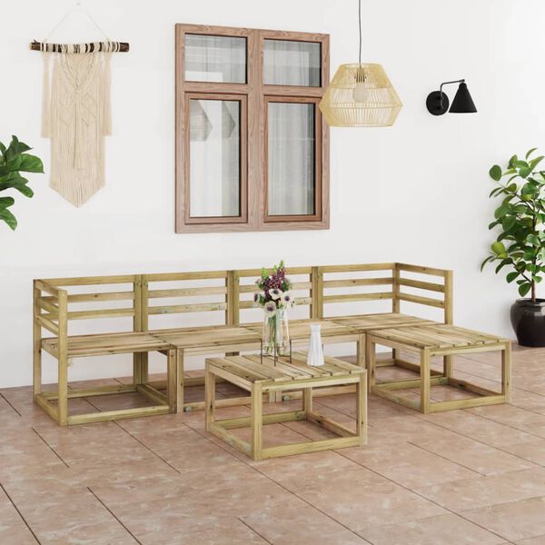 vidaXL 6 Piece Garden Lounge Set Green Impregnated Pinewood