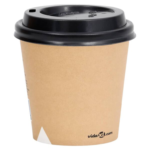 vidaXL Coffee Paper Cups with Lids 120 ml 100 pcs Brown