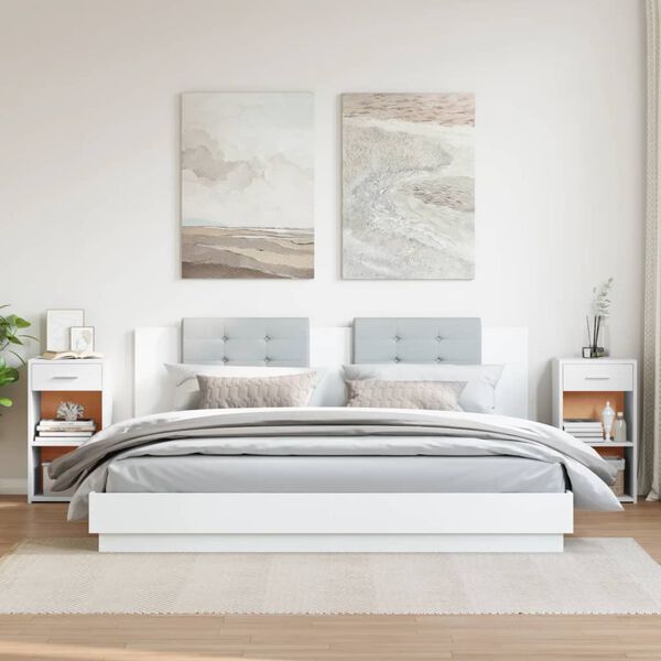 vidaXL Bedside Cabinets 2 pcs White 35x34x65 cm Engineered Wood