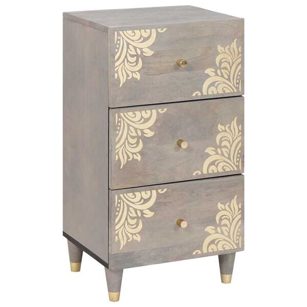 vidaXL Sideboard Grey and Gold 40 x 33 x 75 cm Solid Mango Wood