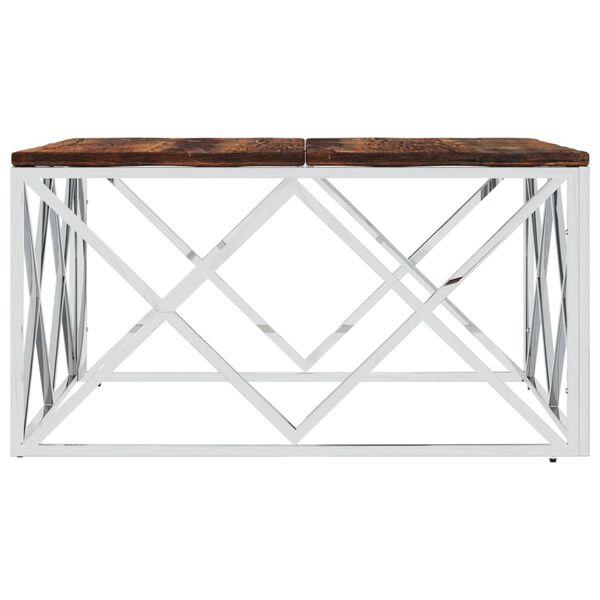 vidaXL Coffee Table Stainless Steel and Solid Wood Reclaimed