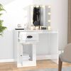 vidaXL Dressing Table with LED High Gloss White 90x50x132.5 cm Engineered Wood