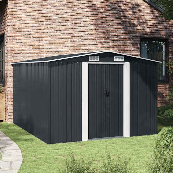 vidaXL Garden Shed 257x298x178 cm Metal Anthracite
