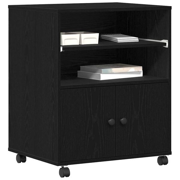 vidaXL Printer Stand Black Oak 60 x 48 x 74 cm Engineered Wood