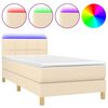 vidaXL Box Spring Bed with Mattress&LED Cream 80x200cm Fabric