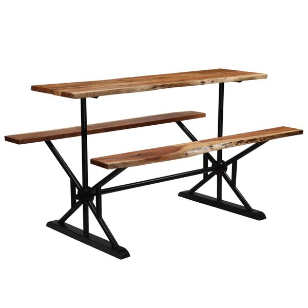 vidaXL Bar Table with Benches Solid Acacia Wood 180x50x107 cm