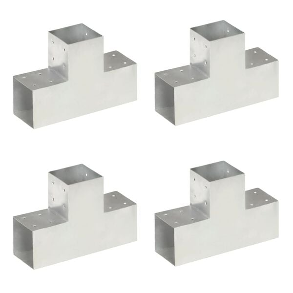 vidaXL Post Connectors 4 pcs T Shape Galvanised Metal 101x101 mm