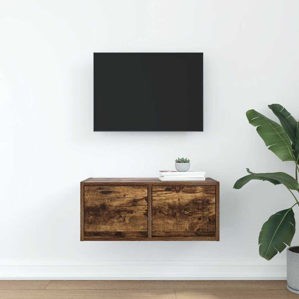 vidaXL TV Cabinet Smoked Oak 60x31x25.5 cm Engineered Wood