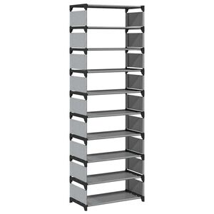 vidaXL Shoe Rack 10-Tier Grey 54x28x158 cm Non-woven Fabric