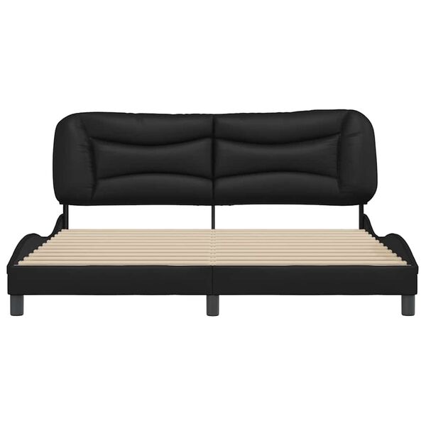 vidaXL Bed Frame without Mattress "Hvar" Black 180x200 cm Super King Faux Leather